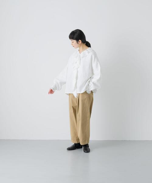 かぐれ（カグレ）の「リネンフリルカラーシャツ（シャツ/ブラウス・レディース・オフホワイト/ブラック/ライトグレー・FREE）」の12枚目の写真