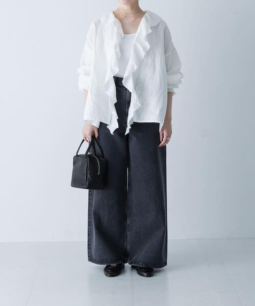 かぐれ（カグレ）の「リネンフリルカラーシャツ（シャツ/ブラウス・レディース・オフホワイト/ブラック/ライトグレー・FREE）」の15枚目の写真