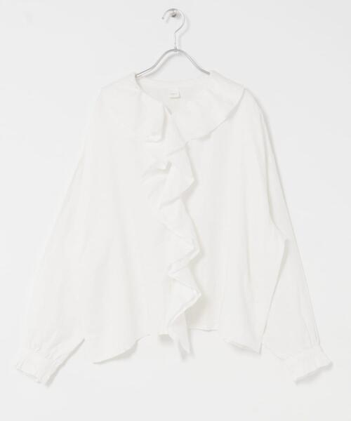 かぐれ（カグレ）の「リネンフリルカラーシャツ（シャツ/ブラウス・レディース・オフホワイト/ブラック/ライトグレー・FREE）」の16枚目の写真
