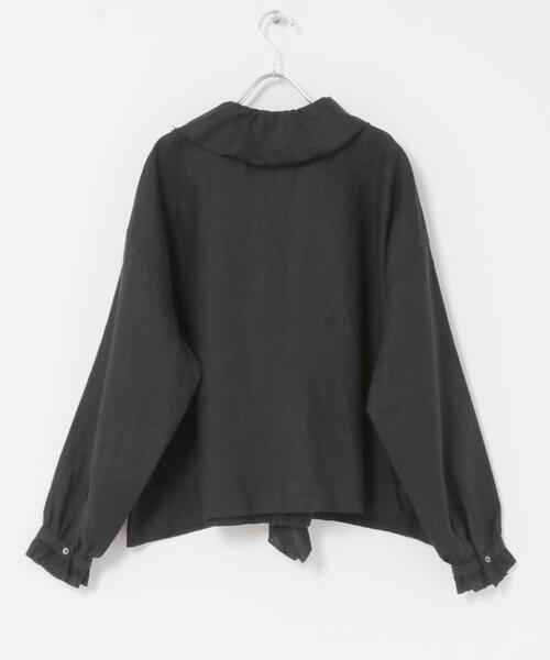かぐれ（カグレ）の「リネンフリルカラーシャツ（シャツ/ブラウス・レディース・オフホワイト/ブラック/ライトグレー・FREE）」の6枚目の写真