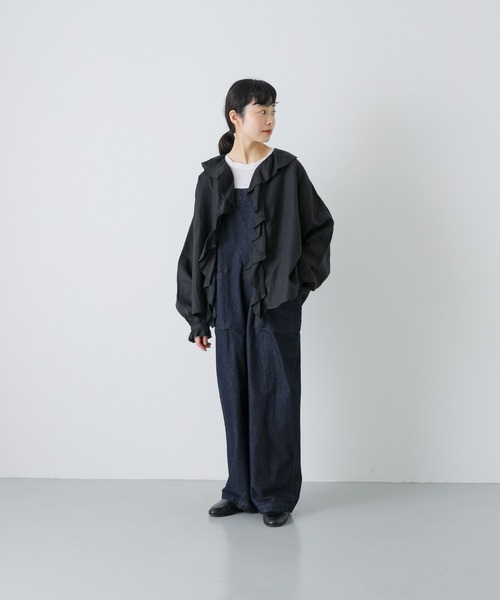 かぐれ(カグレ)の「リネンフリルカラーシャツ(シャツ/ブラウス・レディース・オフホワイト/ブラック/ライトグレー・FREE)」の17枚目の写真