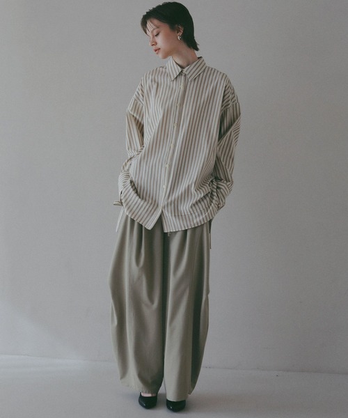 BAYFLOW（ベイフロー）の「【EF(エフ)】ストライプビッグシャツ（WOMEN）（シャツ/ブラウス・レディース・ブルー/ベージュ・FREE）」の4枚目の写真