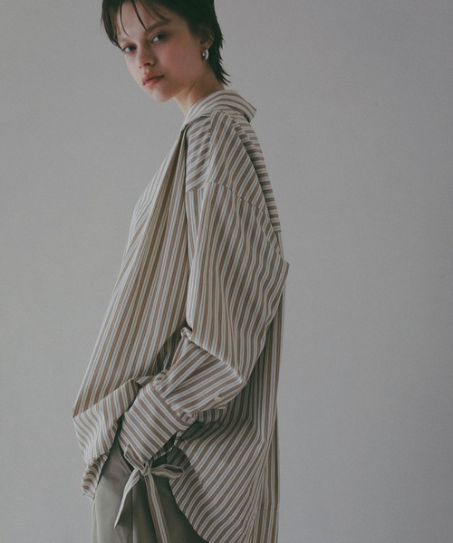 BAYFLOW（ベイフロー）の「【EF(エフ)】ストライプビッグシャツ（WOMEN）（シャツ/ブラウス・レディース・ブルー/ベージュ・FREE）」の9枚目の写真