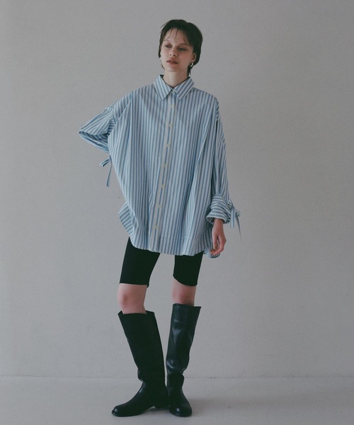 BAYFLOW（ベイフロー）の「【EF(エフ)】ストライプビッグシャツ（WOMEN）（シャツ/ブラウス・レディース・ブルー/ベージュ・FREE）」の10枚目の写真