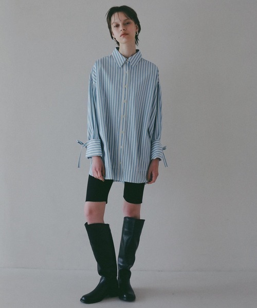 BAYFLOW（ベイフロー）の「【EF(エフ)】ストライプビッグシャツ（WOMEN）（シャツ/ブラウス・レディース・ブルー/ベージュ・FREE）」の12枚目の写真