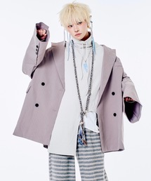 Never mind the XU / Chikashitsu+（ネバーマインド ザ エックスユー / チカシツプラス）の「【Nerd out XU】big stripe tailored jacket / 【ナードアウトエックスユー】ビッグストライプテーラードジャケット <着用動画あり>（テーラードジャケット）」