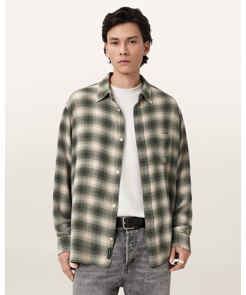 ALLSAINTS(オールセインツ)の「LUMY OVERSIZED CHECK SHIRT | LUMY オーバーサイズ チェック シャツ(シャツ/ブラウス・メンズ・グリーン系その他・XS/L/S/M)」の1枚目の写真