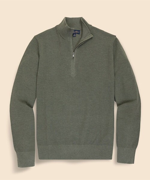 Supima cotton pique half-zip mockneck pullover — мужской/унисекс пике толстовка