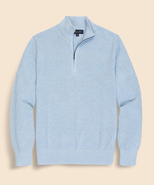 BROOKS BROTHERS(ブルックスブラザーズ)の「スーピマコットン ピケ ハーフジップ モックネックプルオーバー(ニット/セーター・メンズ・ネイビー/カーキ/グレー/ライトブルー・MEDIUM/SMALL/X-LARGE/LARGE)」の4枚目の写真
