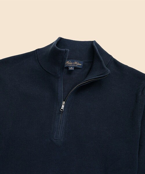 BROOKS BROTHERS(ブルックスブラザーズ)の「スーピマコットン ピケ ハーフジップ モックネックプルオーバー(ニット/セーター・メンズ・ネイビー/カーキ/グレー/ライトブルー・MEDIUM/SMALL/X-LARGE/LARGE)」の9枚目の写真