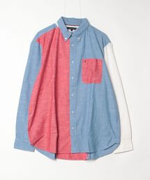 シャンブレーブロッキングクラシックフィットシャツ