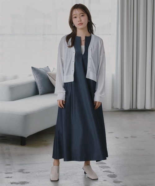 Petitjo（プッチージョ）の「小さいサイズ　麻調シリーズ　VネックノースリーブAラインワンピース　低身長さん・小柄女性（ワンピース・レディース・ブルー/グレー/ベージュ・PL/PM/PS/PSS）」の21枚目の写真