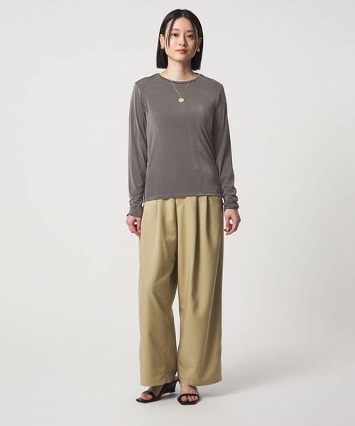 A DAY IN THE LIFE UNITED ARROWS(アデイインザライフユナイテッドアローズ)の「シャイニーリブ カットソー <A DAY IN THE LIFE>(Tシャツ/カットソー・レディース・ライム/オフホワイト/ダークグレー・FREE)」の5枚目の写真