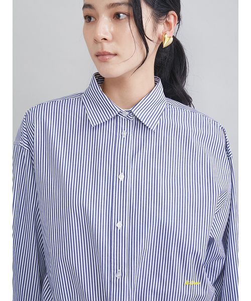 Mila Owen(ミラオーウェン)の「ストライプドロストショートシャツ(シャツ/ブラウス・レディース・ピンク/グリーン/ダークネイビー/ブルー・F)」の7枚目の写真