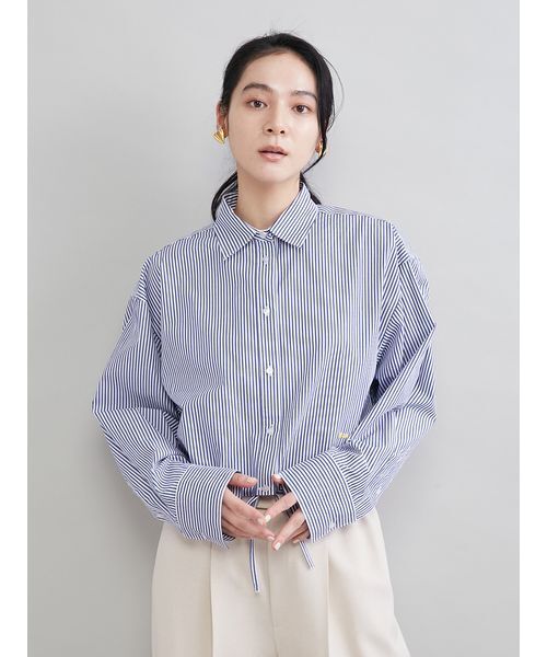Mila Owen(ミラオーウェン)の「ストライプドロストショートシャツ(シャツ/ブラウス・レディース・ピンク/グリーン/ダークネイビー/ブルー・F)」の11枚目の写真