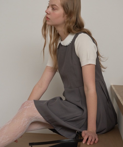 Birthday room（バースデイルーム）の「丸襟サマーニットポロ/Round-neck summer knit polo（ポロシャツ・レディース・ブラック/ホワイト・FREE）」の10枚目の写真