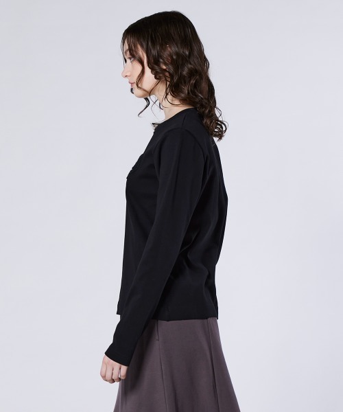 DOUBLE STANDARD CLOTHING（ダブルスタンダードクロージング）の「Dロゴ フライスTシャツ（Tシャツ/カットソー・レディース・ブラック/オフホワイト/ベージュ・FREE）」の5枚目の写真