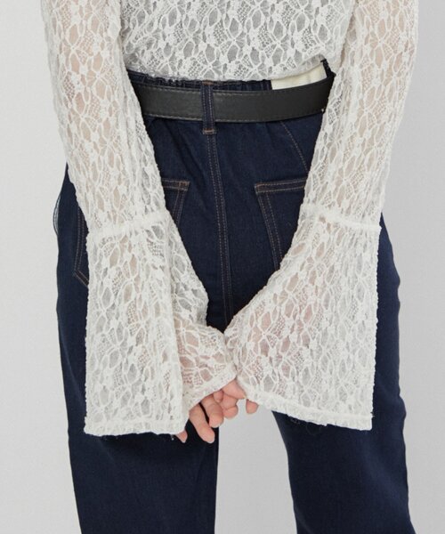 Remind me and forever（リマインドミーアンドフォーエバー）の「【レディライクなきこなしに】レースフレアー袖プルオーバー（Tシャツ/カットソー・レディース・オフホワイト/ブラック・FREE）」の9枚目の写真