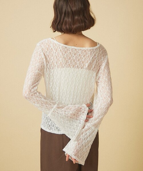 Remind me and forever（リマインドミーアンドフォーエバー）の「【レディライクなきこなしに】レースフレアー袖プルオーバー（Tシャツ/カットソー・レディース・オフホワイト/ブラック・FREE）」の13枚目の写真