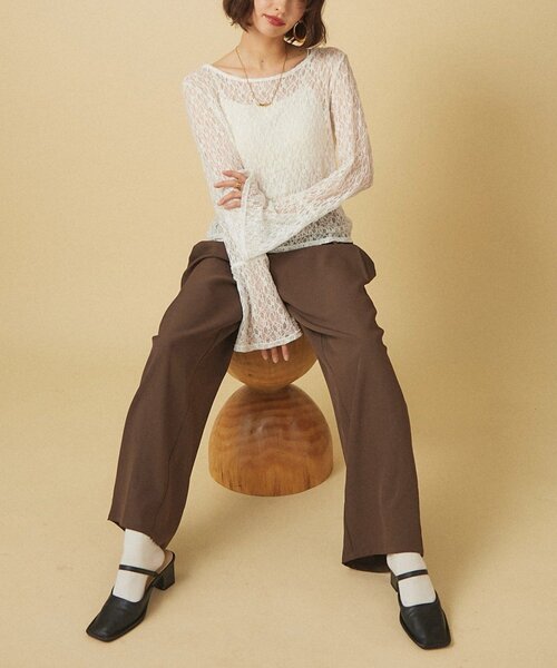 Remind me and forever（リマインドミーアンドフォーエバー）の「【レディライクなきこなしに】レースフレアー袖プルオーバー（Tシャツ/カットソー・レディース・オフホワイト/ブラック・FREE）」の15枚目の写真