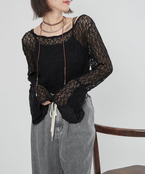 Remind me and forever（リマインドミーアンドフォーエバー）の「【レディライクなきこなしに】レースフレアー袖プルオーバー（Tシャツ/カットソー・レディース・オフホワイト/ブラック・FREE）」の17枚目の写真