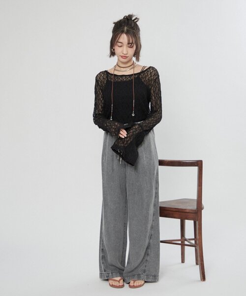 Remind me and forever（リマインドミーアンドフォーエバー）の「【レディライクなきこなしに】レースフレアー袖プルオーバー（Tシャツ/カットソー・レディース・オフホワイト/ブラック・FREE）」の19枚目の写真