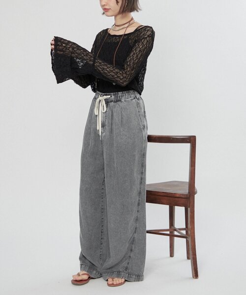 Remind me and forever（リマインドミーアンドフォーエバー）の「【レディライクなきこなしに】レースフレアー袖プルオーバー（Tシャツ/カットソー・レディース・オフホワイト/ブラック・FREE）」の20枚目の写真