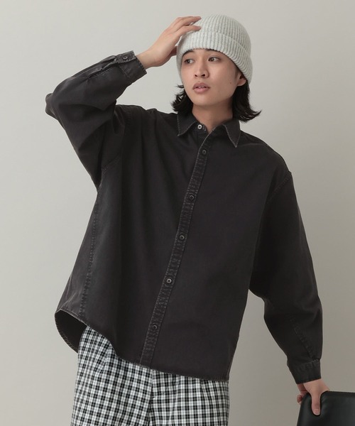 RAGEBLUE（レイジブルー）の「Curve Seam Denim Shirt/カーブシームデニムシャツ（シャツ/ブラウス・メンズ・ブラック/インディゴブルー・MEDIUM/LARGE）」の2枚目の写真