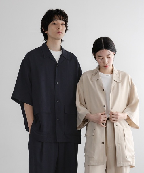 LOWRYS FARM(ローリーズファーム)の「吸水速乾・接触冷感機能付【SETUP可能】【LFM(U)】バスケットオープンカラーSS 638038(シャツ/ブラウス・メンズ・アイボリー/ネイビー・LARGE/MEDIUM)」の14枚目の写真