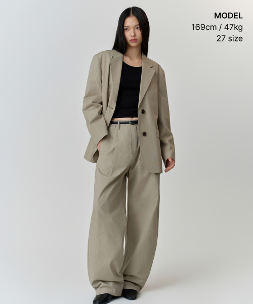 MUSINSA STANDARD WOMAN（ムシンサスタンダードウーマン）の「ウィメンズウォッシュドコットンディープタックワイドパンツ[カーキベージュ]（その他パンツ・レディース・その他・34/28/29/30/31/32/25/26/27/24）」の3枚目の写真