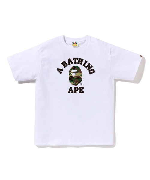 A BATHING APE(アベイシングエイプ)の「GLITCH WOODLAND CAMO COLLEGE TEE(Tシャツ/カットソー・メンズ・ホワイト×グリーン/ブラック×グリーン/ホワイト×パープル/ブラック×パープル・MEDIUM/SMALL/LARGE/X-LARGE/XXX-LARGE/XX-LARGE)」の2枚目の写真