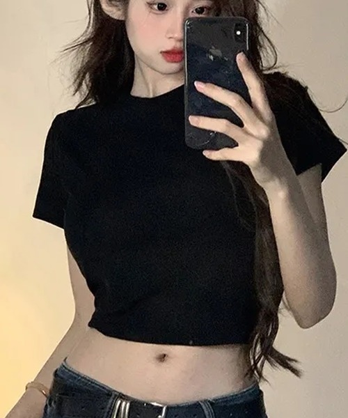 Songe(ソンジュ)の「ドローストリングバックレス背あき半袖Tシャツ(Tシャツ/カットソー・レディース・オフホワイト/ブラック/ホワイト・L/M/S)」の17枚目の写真