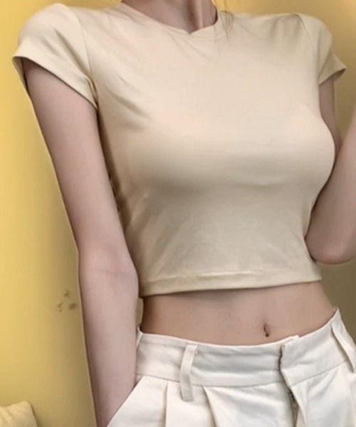 Songe(ソンジュ)の「ドローストリングバックレス背あき半袖Tシャツ(Tシャツ/カットソー・レディース・オフホワイト/ブラック/ホワイト・L/M/S)」の16枚目の写真