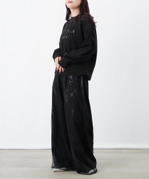 LUCA/LADY LUCK LUCA（ルカ/レディラックルカ）の「LC/LLL ジョーゼット箔プリントチュールレイヤードパンツ（その他パンツ・レディース・ブラック/ゴールド/シルバー・FREE）」の4枚目の写真