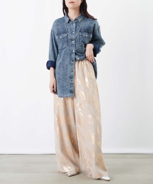 LUCA/LADY LUCK LUCA（ルカ/レディラックルカ）の「LC/LLL ジョーゼット箔プリントチュールレイヤードパンツ（その他パンツ・レディース・ブラック/ゴールド/シルバー・FREE）」の21枚目の写真