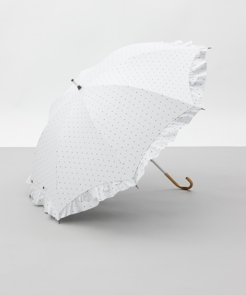 dazzlin（ダズリン）の「【dazzlin(ダズリン)】無地アーチフリル晴雨兼用傘（長傘）（長傘・レディース・ホワイト/ミント/スモークピンク/ブラック・FREE）」の2枚目の写真