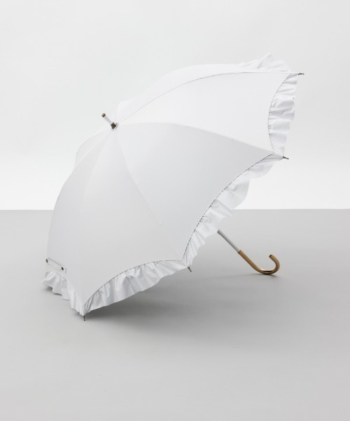 dazzlin（ダズリン）の「【dazzlin(ダズリン)】無地アーチフリル晴雨兼用傘（長傘）（長傘・レディース・ホワイト/ミント/スモークピンク/ブラック・FREE）」の4枚目の写真