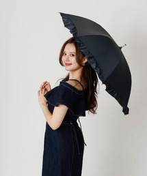 【dazzlin(ダズリン)】無地アーチフリル晴雨兼用傘（長傘）