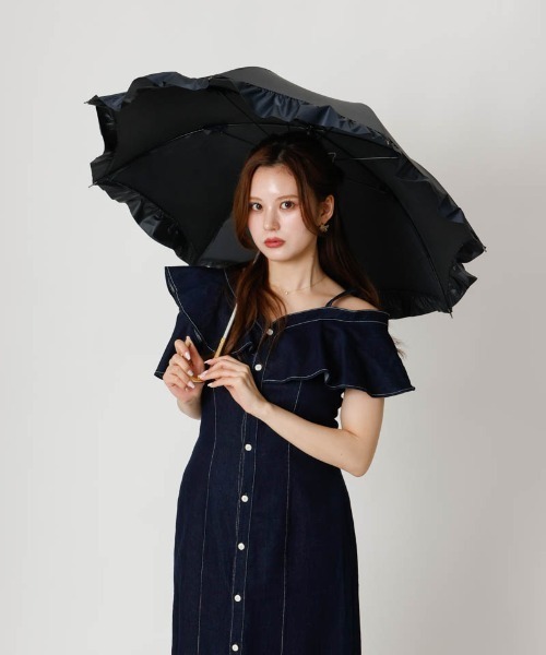 dazzlin（ダズリン）の「【dazzlin(ダズリン)】無地アーチフリル晴雨兼用傘（長傘）（長傘・レディース・ホワイト/ミント/スモークピンク/ブラック・FREE）」の8枚目の写真