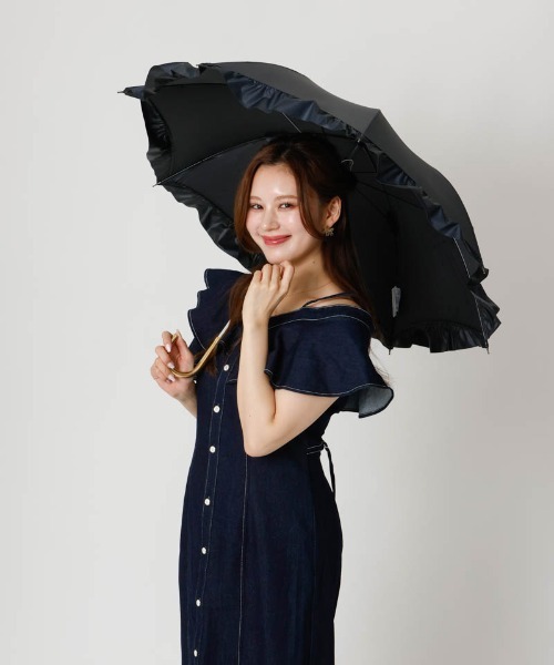 dazzlin（ダズリン）の「【dazzlin(ダズリン)】無地アーチフリル晴雨兼用傘（長傘）（長傘・レディース・ホワイト/ミント/スモークピンク/ブラック・FREE）」の9枚目の写真