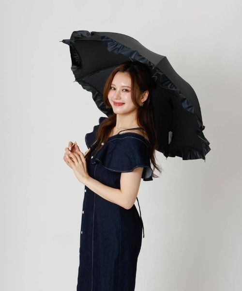 dazzlin（ダズリン）の「【dazzlin(ダズリン)】無地アーチフリル晴雨兼用傘（長傘）（長傘・レディース・ホワイト/ミント/スモークピンク/ブラック・FREE）」の10枚目の写真