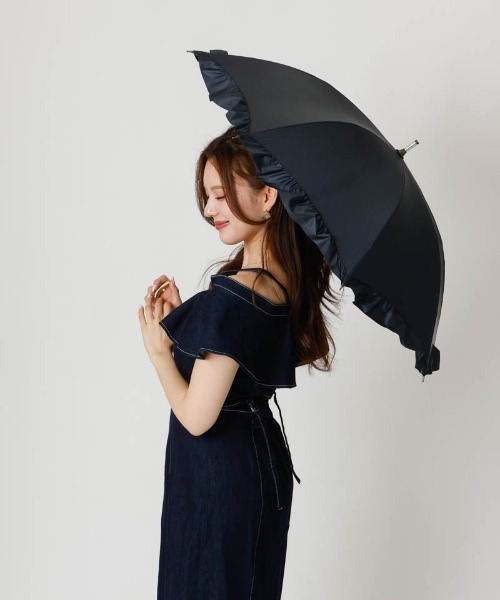 dazzlin（ダズリン）の「【dazzlin(ダズリン)】無地アーチフリル晴雨兼用傘（長傘）（長傘・レディース・ホワイト/ミント/スモークピンク/ブラック・FREE）」の11枚目の写真