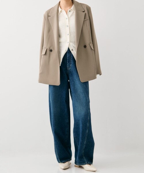 PUBLIC TOKYO（パブリックトウキョウ）の「【2026春新作】スラブニットカーディガン（カーディガン/ボレロ・レディース・ブラウン/ホワイト・FREE）」の5枚目の写真