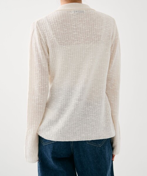 PUBLIC TOKYO（パブリックトウキョウ）の「【2026春新作】スラブニットカーディガン（カーディガン/ボレロ・レディース・ブラウン/ホワイト・FREE）」の12枚目の写真