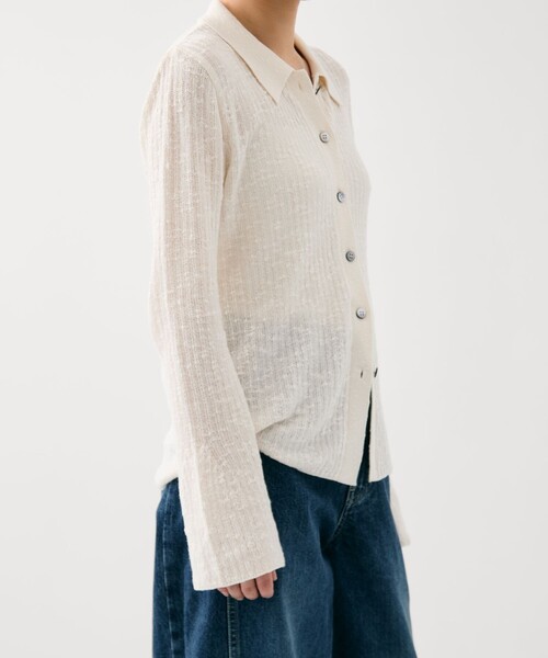 PUBLIC TOKYO（パブリックトウキョウ）の「【2026春新作】スラブニットカーディガン（カーディガン/ボレロ・レディース・ブラウン/ホワイト・FREE）」の13枚目の写真