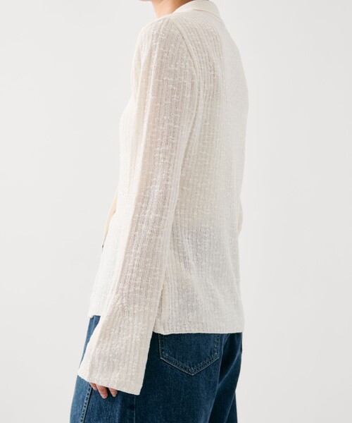 PUBLIC TOKYO（パブリックトウキョウ）の「【2026春新作】スラブニットカーディガン（カーディガン/ボレロ・レディース・ブラウン/ホワイト・FREE）」の11枚目の写真