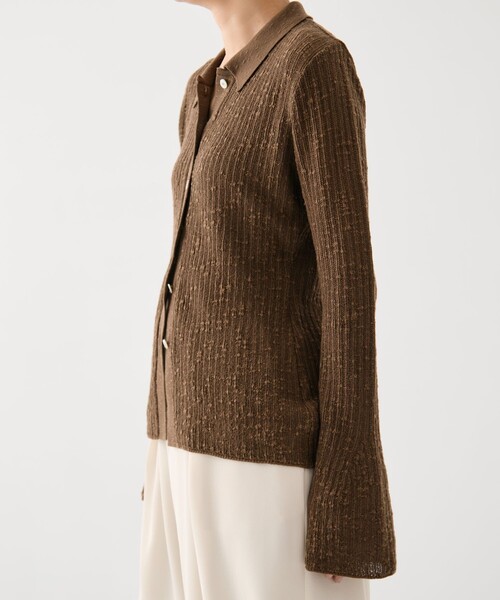 PUBLIC TOKYO（パブリックトウキョウ）の「【2026春新作】スラブニットカーディガン（カーディガン/ボレロ・レディース・ブラウン/ホワイト・FREE）」の8枚目の写真