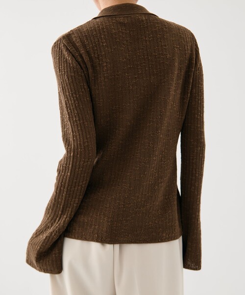 PUBLIC TOKYO（パブリックトウキョウ）の「【2026春新作】スラブニットカーディガン（カーディガン/ボレロ・レディース・ブラウン/ホワイト・FREE）」の9枚目の写真