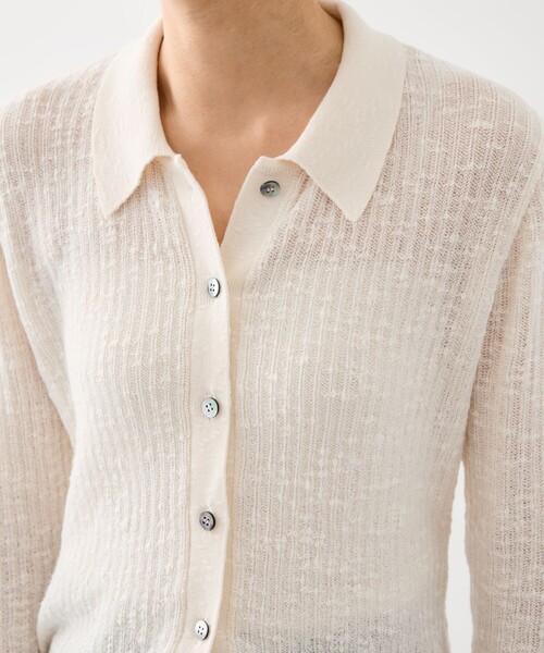 PUBLIC TOKYO（パブリックトウキョウ）の「【2026春新作】スラブニットカーディガン（カーディガン/ボレロ・レディース・ブラウン/ホワイト・FREE）」の14枚目の写真