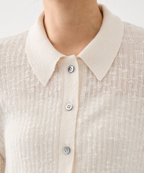 PUBLIC TOKYO（パブリックトウキョウ）の「【2026春新作】スラブニットカーディガン（カーディガン/ボレロ・レディース・ブラウン/ホワイト・FREE）」の15枚目の写真